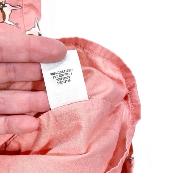 Janie and Jack Dusty Rose Dog Print Ruffles & Bow Lined Cotton Dress Girls Sz 6 - Picture 10 of 12